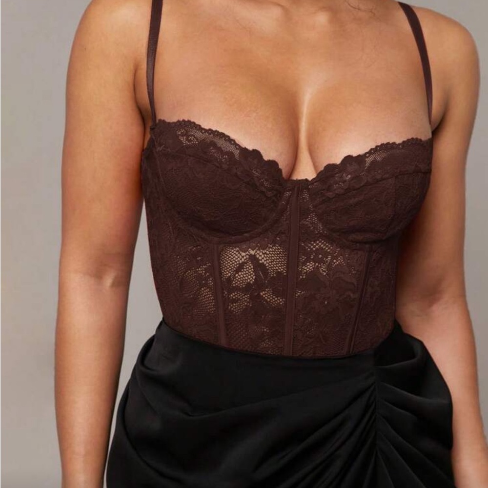 Elegant Brown Lace Lingerie